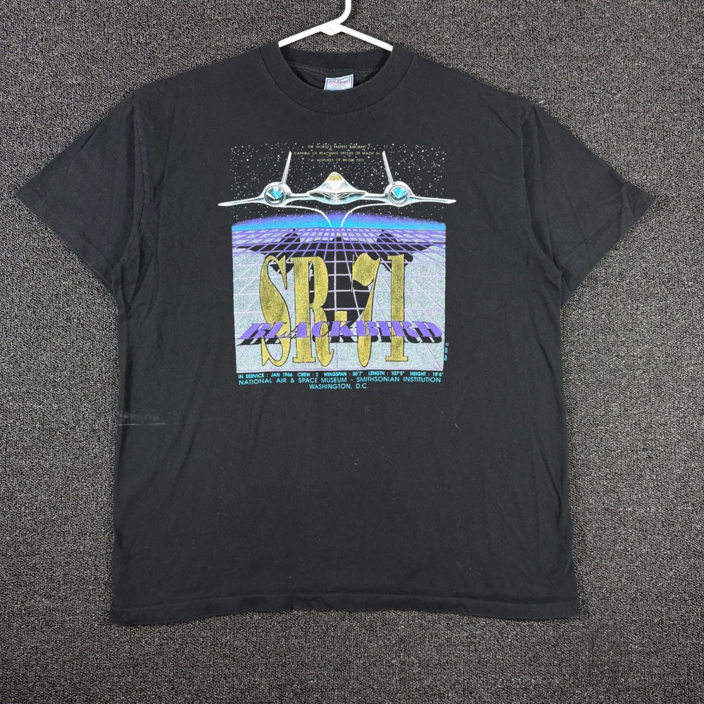 VTG 1993 SR-71 Blackbird Single Stitch T-Shirt Men XL Smithsonian Neon All Sport